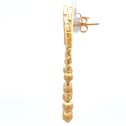 22ct Gold Filigree Triangle Drop Earrings with Beaded Tassels