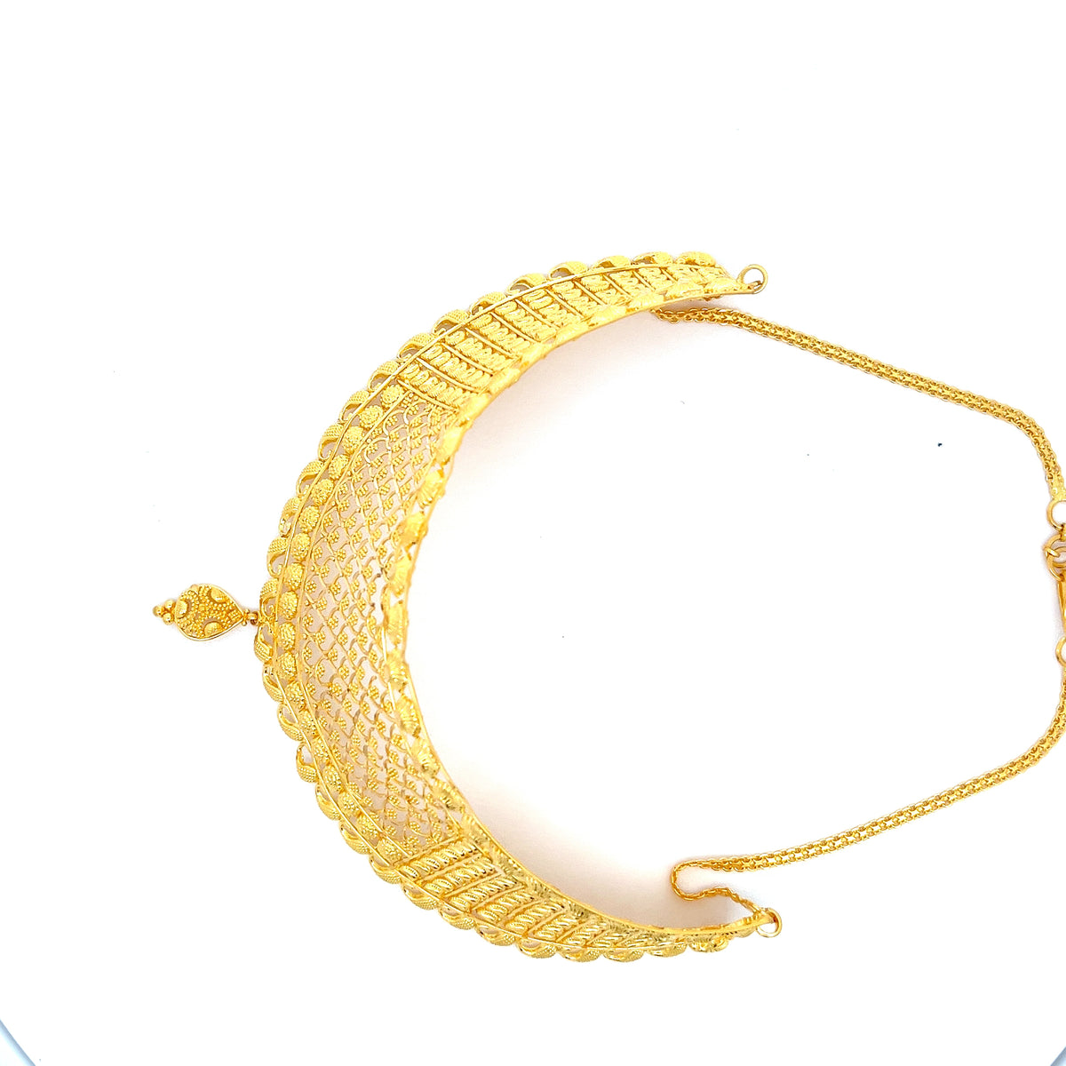 22ct Gold Filigree Collar Necklace with Teardrop Pendant