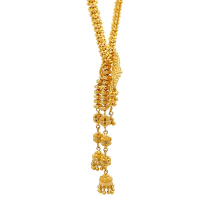 22ct Gold Ornate Pendant Necklace with Beaded Tassel Drops
