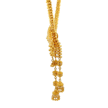 22ct Gold Ornate Pendant Necklace with Beaded Tassel Drops