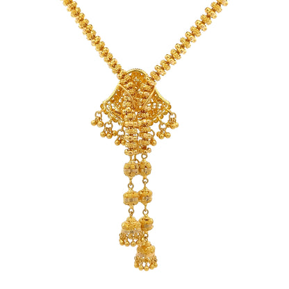 22ct Gold Ornate Pendant Necklace with Beaded Tassel Drops
