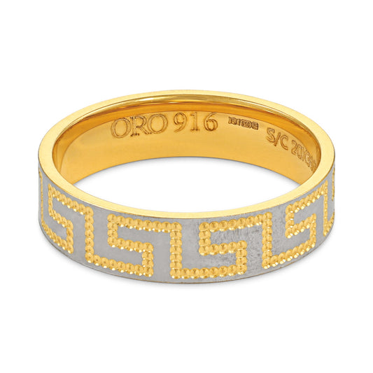 22CT Yellow Gold Greek Key Ring PZ125-RN100