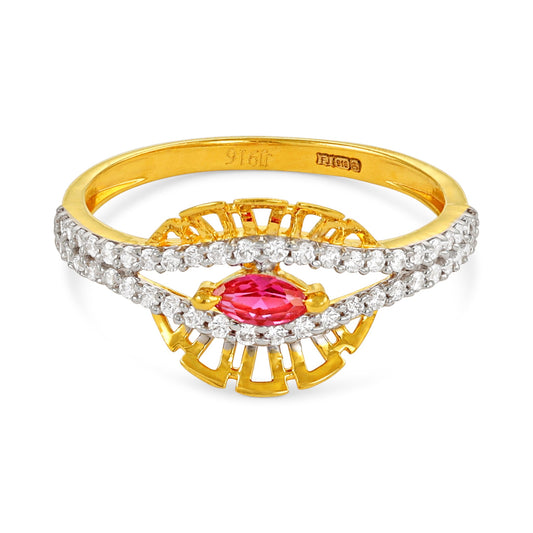 22ct Yellow Gold Unique Design Cubic Zirconia Ring PZ125-RN107