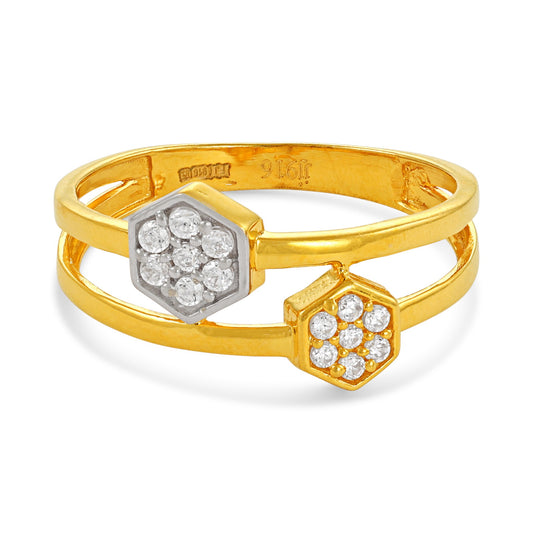 22ct Yellow Gold Unique Design Cubic Zirconia Ring PZ125-RN110