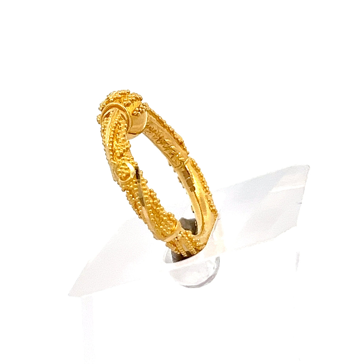 22ct Gold Ring with Textured Band and Oval Cluster Detail