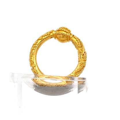 22ct Gold Ring with Textured Band and Oval Cluster Detail