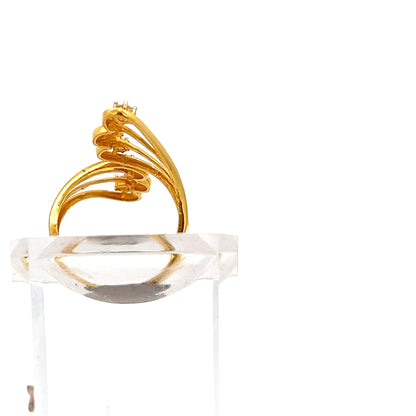 22ct Gold Multi-Row Clear Stone Crossover Ring
