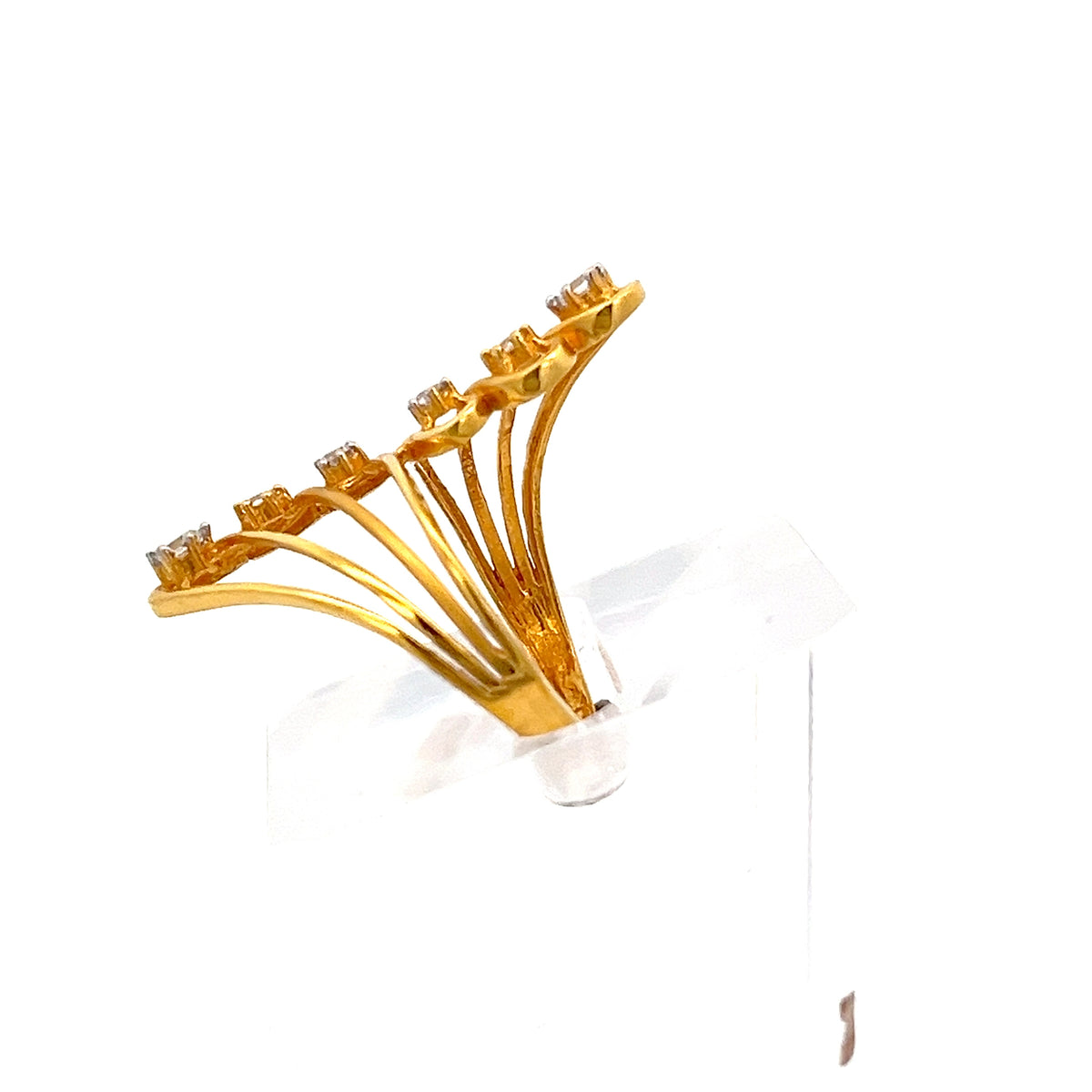 22ct Gold Multi-Row Clear Stone Crossover Ring