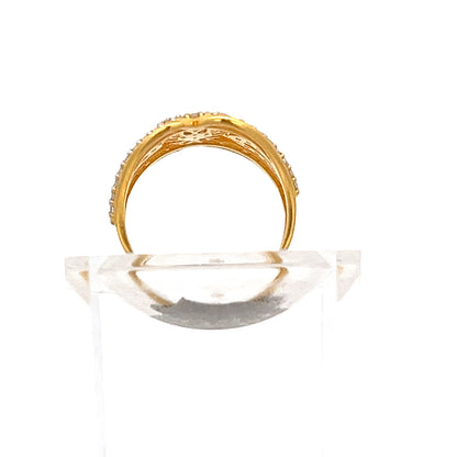 22ct Gold Fan Design Ring with Clear Stone Setting