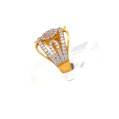 22ct Gold Fan Design Ring with Clear Stone Setting