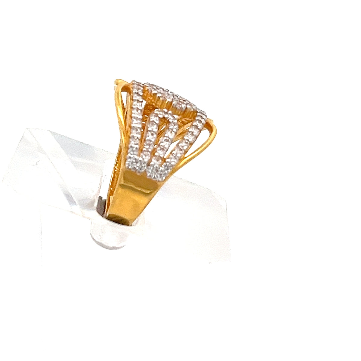 22ct Gold Fan Design Ring with Clear Stone Setting