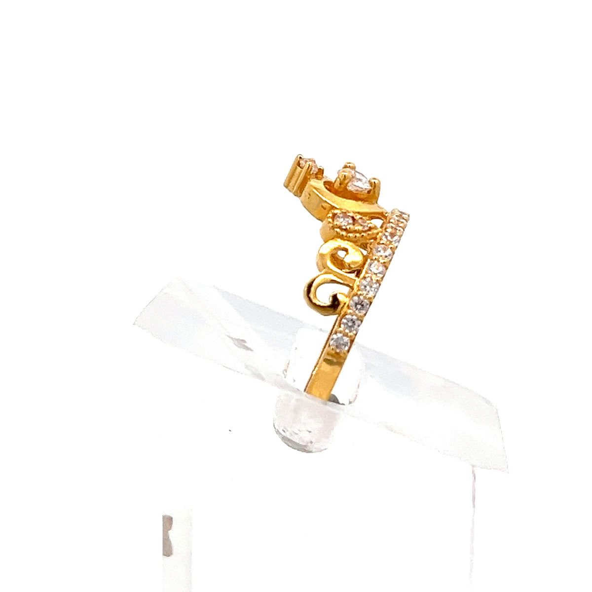 22ct Gold Cluster Ring with Clear Stone Shoulder Setting