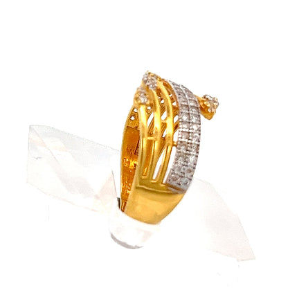 22ct Gold Multi Row Clear Stone Cluster Ring