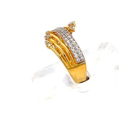 22ct Gold Multi Row Clear Stone Cluster Ring
