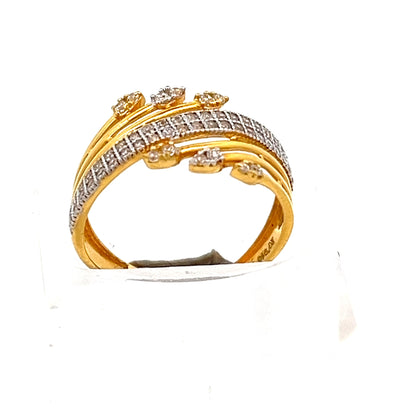 22ct Gold Multi Row Clear Stone Cluster Ring