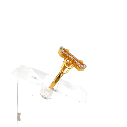 22ct Gold Bar Set Ring with Clear Stones