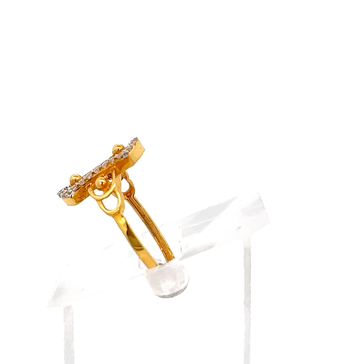 22ct Gold Bar Set Ring with Clear Stones