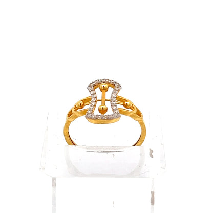 22ct Gold Bar Set Ring with Clear Stones