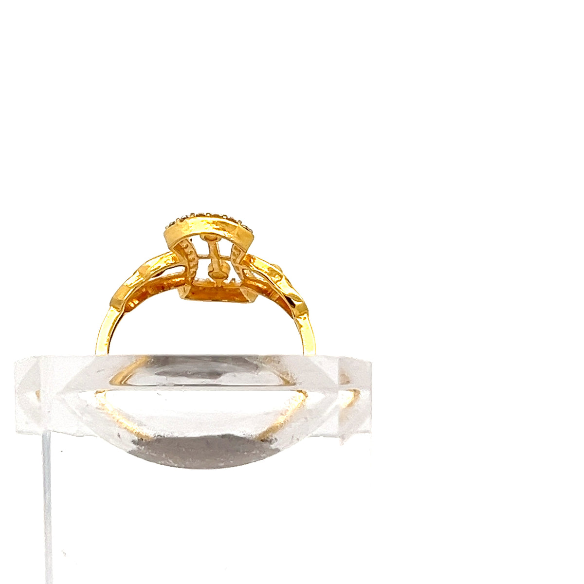 22ct Gold Bar Set Ring with Clear Stones