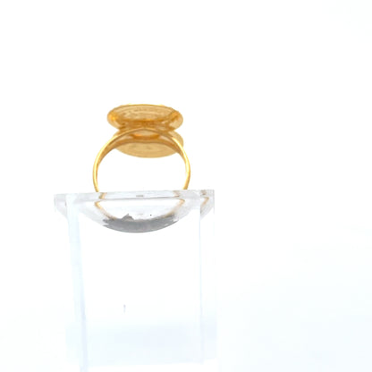 22ct Gold Round Engraved Double Disc Ring