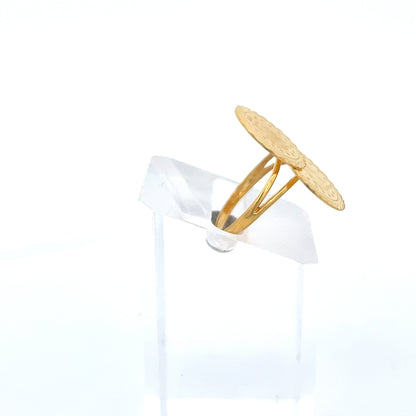 22ct Gold Round Engraved Double Disc Ring