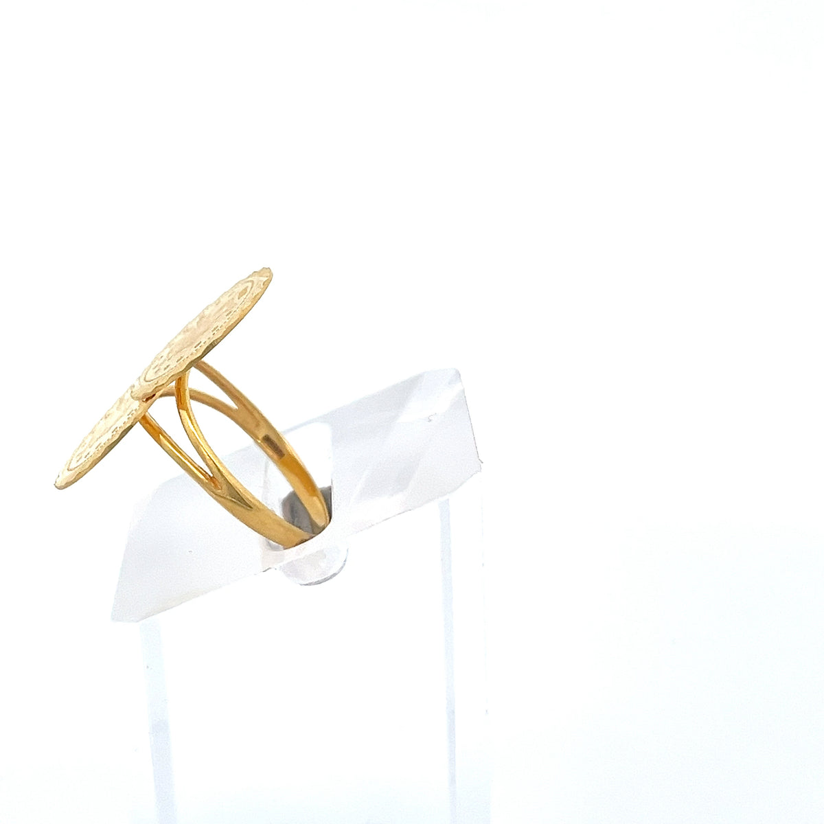 22ct Gold Round Engraved Double Disc Ring