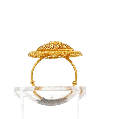 22ct Gold Ornate Oval Filigree Cluster Ring