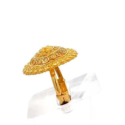 22ct Gold Ornate Oval Filigree Cluster Ring