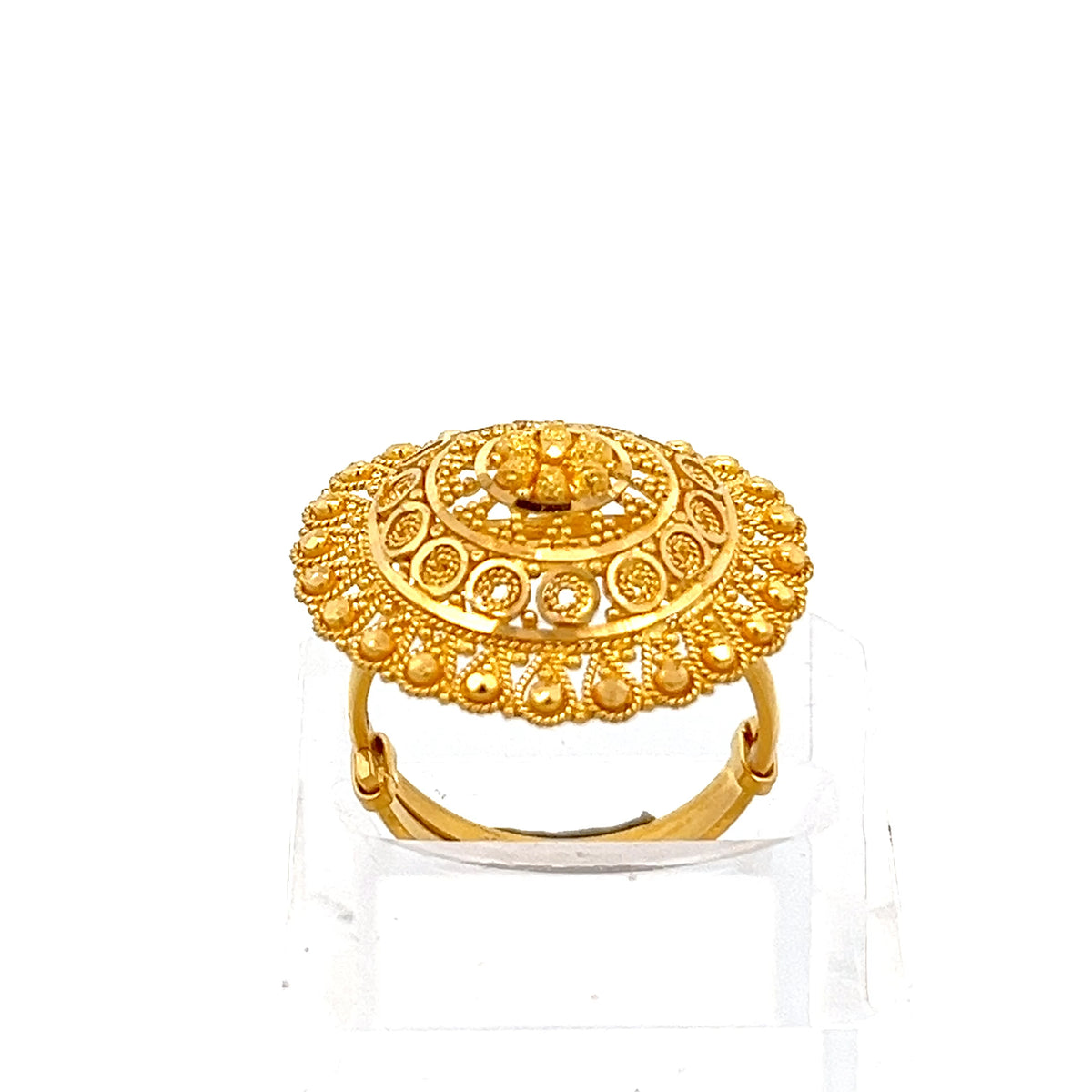 22ct Gold Ornate Oval Filigree Cluster Ring
