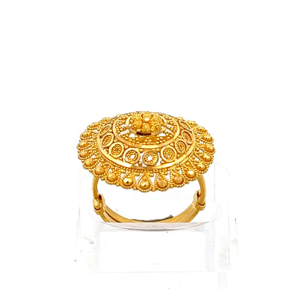 22ct Gold Ornate Oval Filigree Cluster Ring
