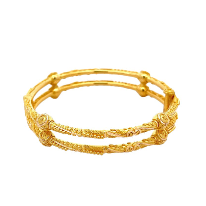22ct Yellow Gold Double Row Fancy Bangle PZ325-BN62