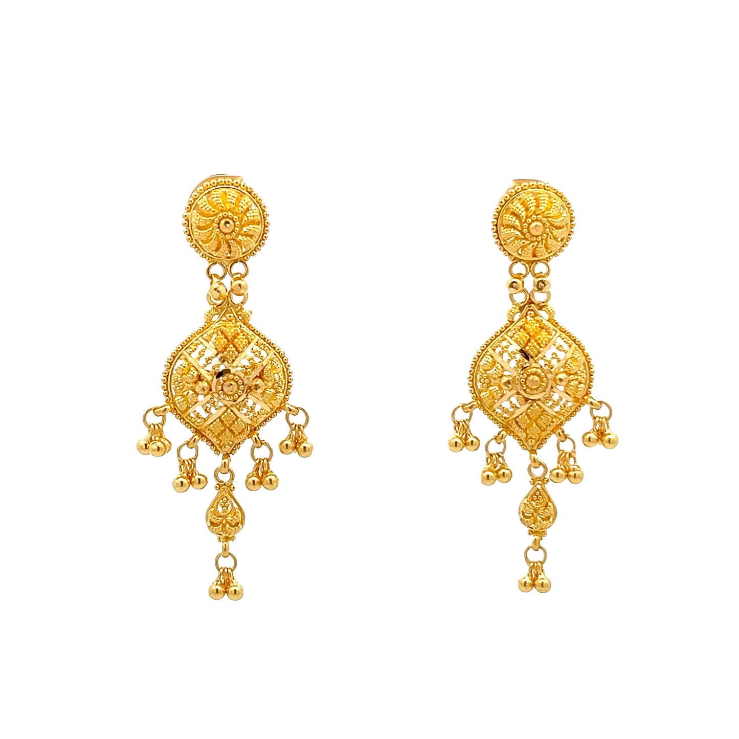 22ct Yellow Gold Unique Design Drop Earrings PZ325-ER104
