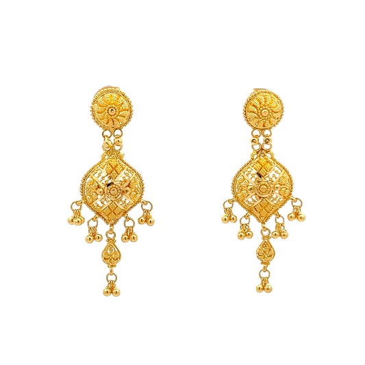 22ct Yellow Gold Unique Design Drop Earrings PZ325-ER104
