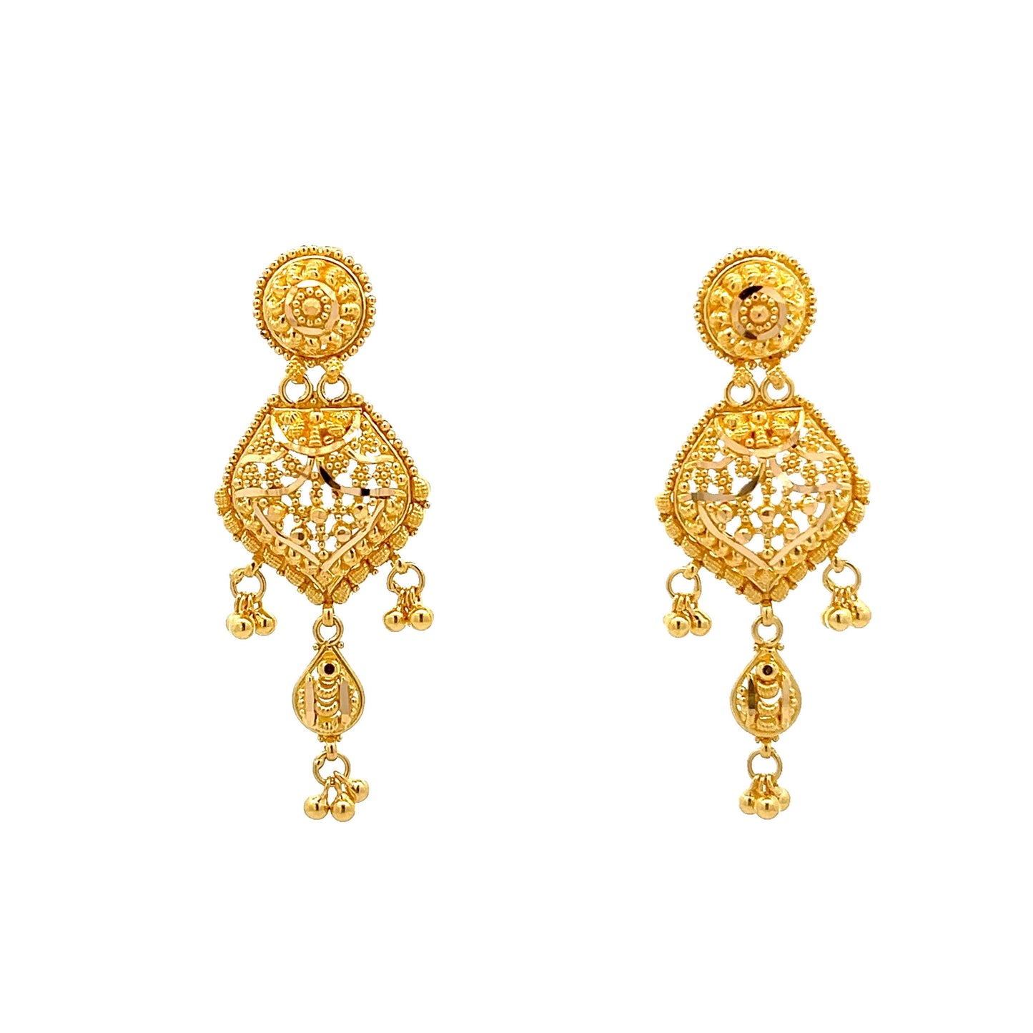 22ct Yellow Gold Drop Detailed Design Earrings PZ325-ER118