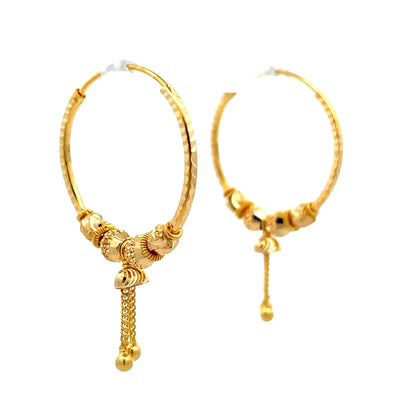 22ct Yellow Gold Bell Dangle Hoop Earrings PZ325-ER16