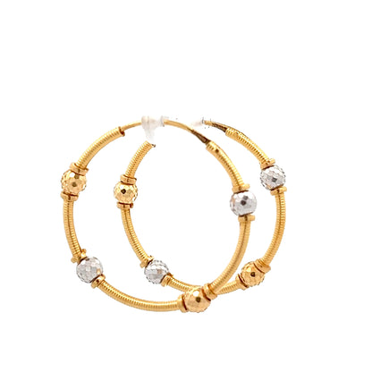 22ct Yellow Gold Dual-Colour Bead Hoop Earrings PZ325-ER17