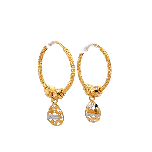 22ct Yellow Gold Fancy Dangle Hoop Earrings PZ325-ER26