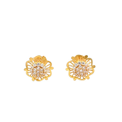 22ct Yellow Gold Floral Stud Earrings PZ325-ER9