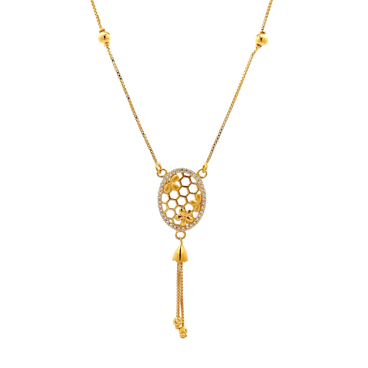 22ct Yellow Gold Flower Necklace PZ325-NK22