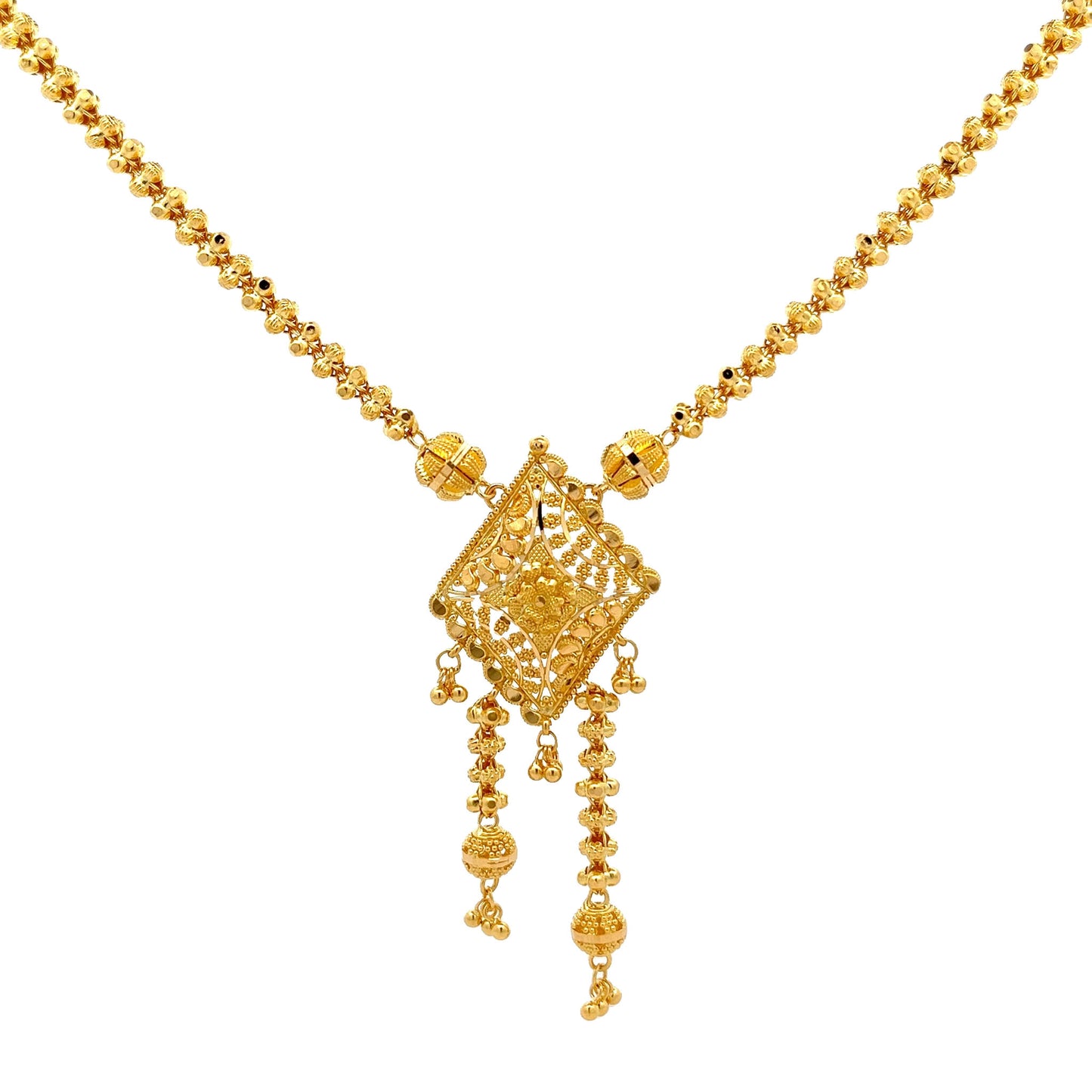 22ct Yellow Gold Fancy Beaded Necklace PZ325-NK36