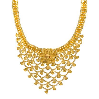 22ct Gold Layered Mesh Necklace with Fan-Shaped Fringe