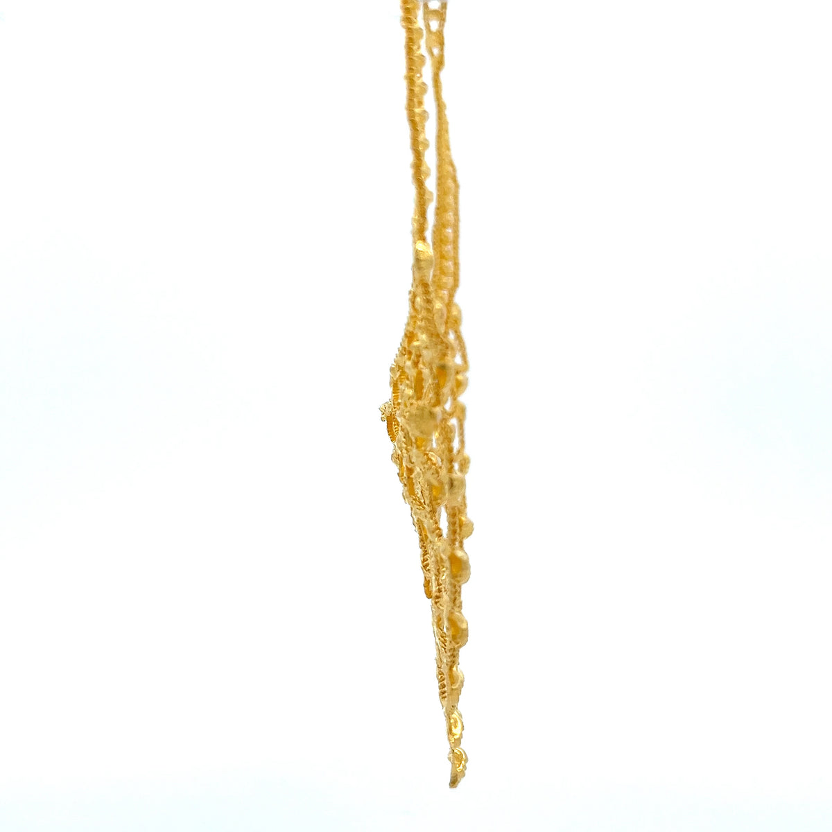 22ct Gold Layered Mesh Necklace with Fan-Shaped Fringe