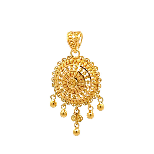 22ct Yellow Gold Unique Round Pendant PZ325-PD10