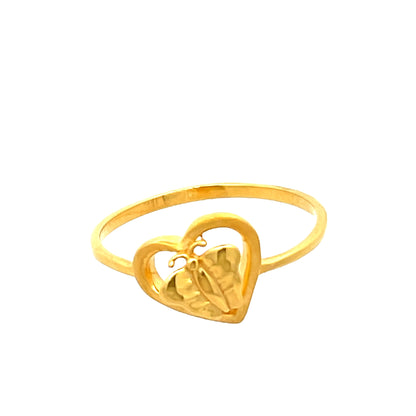 22ct Yellow Gold Heart Butterfly Ring PZ325-RN115