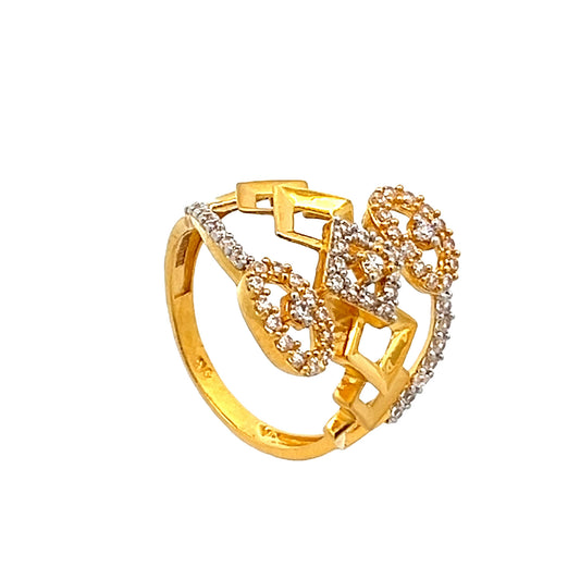 22ct Yellow Gold Geometric Design Ring with Stones PZ325-RN1