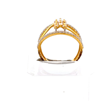 22ct Gold Ring with Clear Stone Split Shoulder Setting