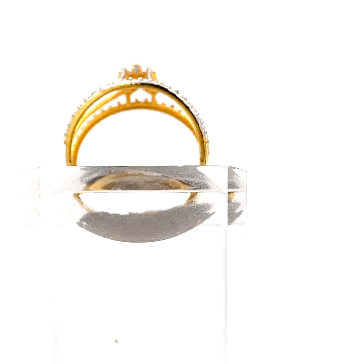 22ct Gold Ring with Clear Stone Split Shoulder Setting