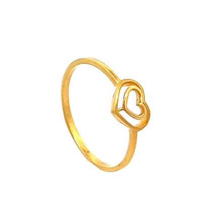 22ct Yellow Gold Twin Heart Ring PZ325-RN38