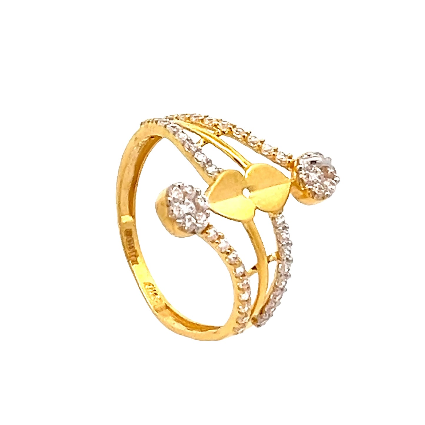 22ct Yellow Gold Fancy Ring with Stones PZ325-RN53