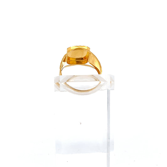 22ct Gold Hexagonal Signet Ring with Raised Motif
